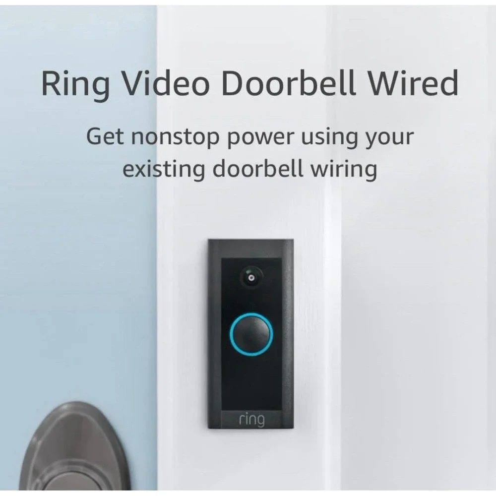 Ring Doorbell Wired - Black with Blue Accent